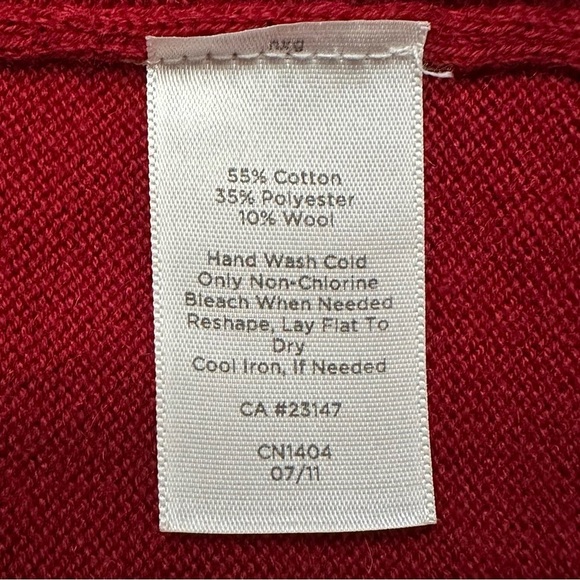 Talbots Wool Blend Red Fisherman Cable Knit Long Sleeves Sweater, Sz Medium - Picture 11 of 13